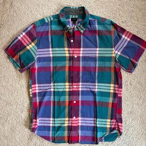J.Crew Multicolor Plaid/Madras Short-Sleeve Button Down shirt